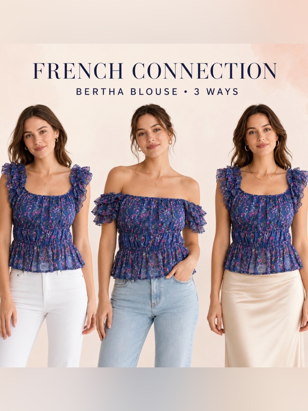 French Connection Gretha Hallie ruffle floral top